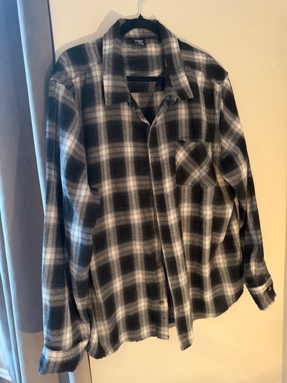 Street Legal Black White Plaid Flannel Button Down Shirt XXL Oversized